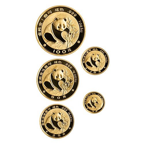 chinese gold panda 5 coin set in capsules random date front.jpg