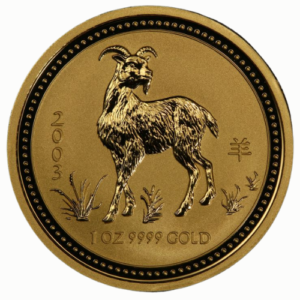 gpe03lunargoat 1 2003 pe gold lunar year of the goat 1 oz coin rev.png