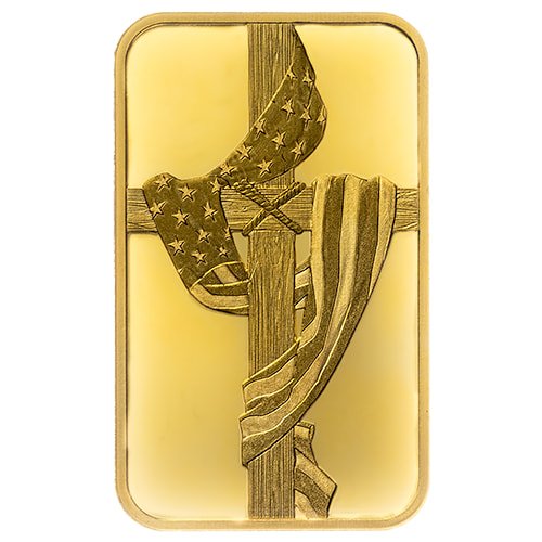 gsdcrossflagbar 025 sd bullion gold cross and flag 1 4 oz bar obverse.jpg gsdcrossflagbar 025 sd bullion gold cross and flag 1 4 oz bar obverse.jpg