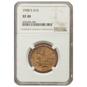 gus10indian1908sngcxf40 04838 1908 s 10 indian eagle gold coin ngc xf 40 front.jpg