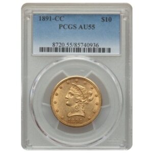 gus10liberty1891ccpcgsau55 04838 1891 cc us gold coin 10 liberty pcgs au 55 front.jpg