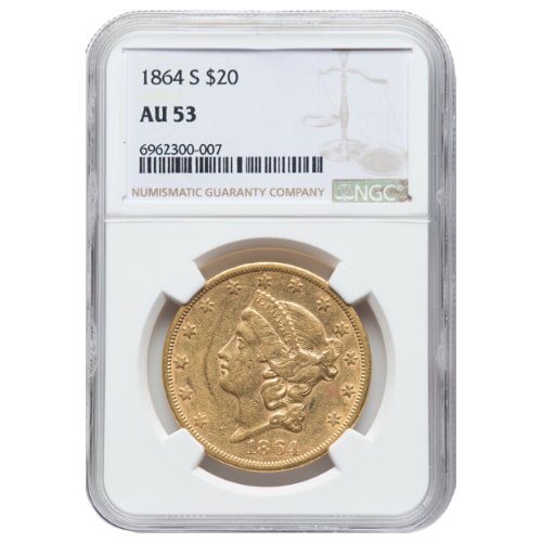 gus20liberty1864ngcau53 09675 1864 us liberty double eagle 20 coin ngc au 53 obverse.jpg gus20liberty1864ngcau53 09675 1864 us liberty double eagle 20 coin ngc au 53 obverse.jpg