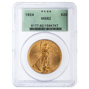 gus20stgaudpcgsms62ogh 09675 us gold st. gauden double eagle 20 coin pcgs ms 62 old green holder random year front.jpg