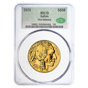 gus23buffcacms70fd 1 2023 us gold buffalo cac ms 70 first delivery 1 oz coin obverse.jpg