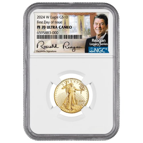 gus24wagengcpf70fdoireagan 025p 2024 w us gold eagle ngc pf 70 first day of issue ultra cameo reagan label 1 4 oz proof coin front.jpg gus24wagengcpf70fdoireagan 025p 2024 w us gold eagle ngc pf 70 first day of issue ultra cameo reagan label 1 4 oz proof coin front.jpg