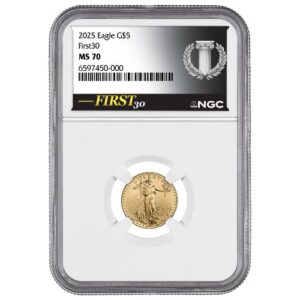 gus25agengcms70f30 010 2025 us gold eagle ngc ms 70 first30 1 10 oz coin obverse.jpg