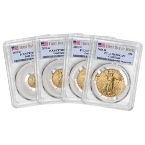 gus25wagepcgspr70fdoi set 2025 w us gold eagle pcgs pr 70 first day of issue deep cameo 4 coin proof set.jpg