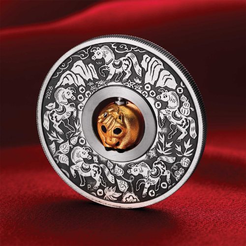 spe26lunarhorserotating 1a 2026 pe silver lunar series year of the horse rotating charm 1 oz antique coin red.png spe26lunarhorserotating 1a 2026 pe silver lunar series year of the horse rotating charm 1 oz antique coin red.png