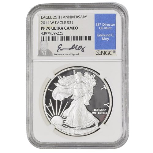 sus11asewngcpf70moy 1p 2011 w us silver eagle ngc pf 70 1 oz proof coin edmund c. moy label front.jpg sus11asewngcpf70moy 1p 2011 w us silver eagle ngc pf 70 1 oz proof coin edmund c. moy label front.jpg