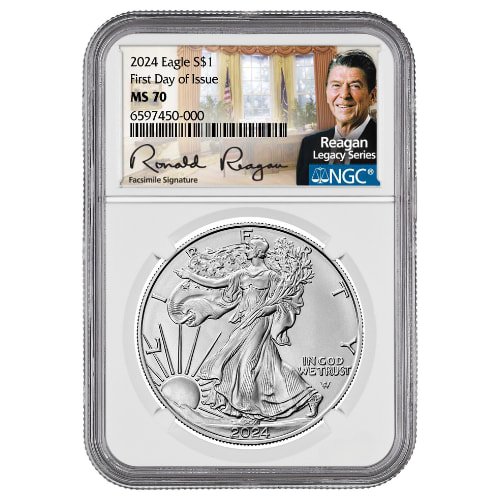 sus24asengcms70fdoireagan 1 2024 us silver eagle ngc ms 70 first day of issue reagan label 1 oz coin front.jpg