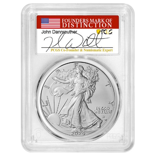 sus24asepstarprivypcgsms70fdoidann 1 2024 p us silver eagle star privy pcgs ms 70 first day of issue 1 oz coin john dannreuther label obverse.jpg