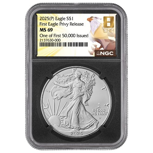 sus25asepeagleprivngcms69first50kbc 1 2025 p us silver eagle eagle privy ngc ms 69 one of first 50 000 issued 1 oz coin exclusive black core obverse.jpg