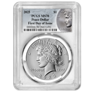 sus25peacedollpcgsms70fdoi 0859 2025 pcgs ms 70 first day of issue peace dollar silver coin obv.png
